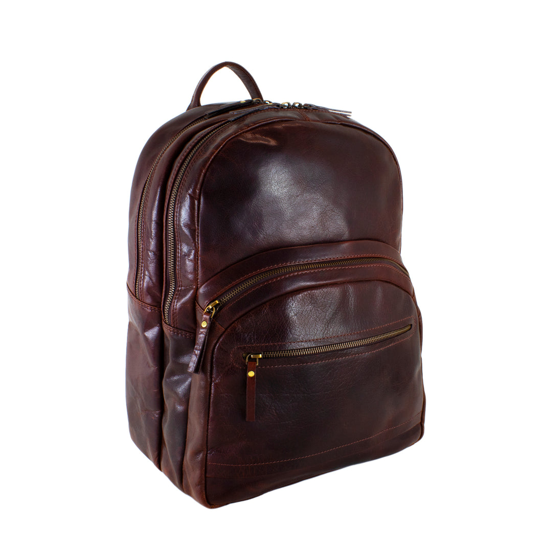 Cheyenne Hand-Stained Water Buffalo 2- Section Backpack w/USB Connectivity