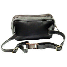 Load image into Gallery viewer, Back panel view of the brown leather hip pack.
