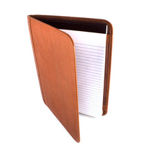 Load image into Gallery viewer, Angled interior view of the tan leather letter pad.

