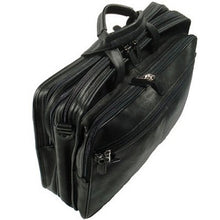 Load image into Gallery viewer, Angled view of the black leather briefcase.
