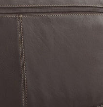 Load image into Gallery viewer, Close up to the brown leather and stitching. 
