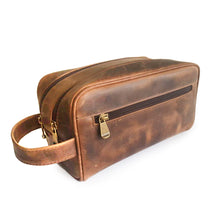 Load image into Gallery viewer, DayTrekr Distressed Leather Double Zip Travel Kit
