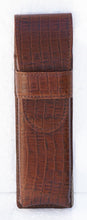 Load image into Gallery viewer, Front view of the brown croco textured pen case.

