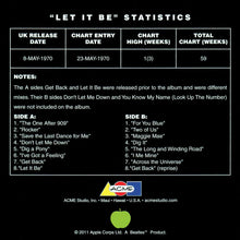 Load image into Gallery viewer, The Beatles &quot;Let it Be&quot; Statistics
