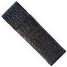 Load image into Gallery viewer, Black Crocodile Embossed Leather Double Pen Case
