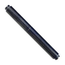 Load image into Gallery viewer, Front view of the pen with the cap on. Set on a white background. The pen is cylindrical in shape, and dark navy blue colored with speckles of gold dust on it. 
