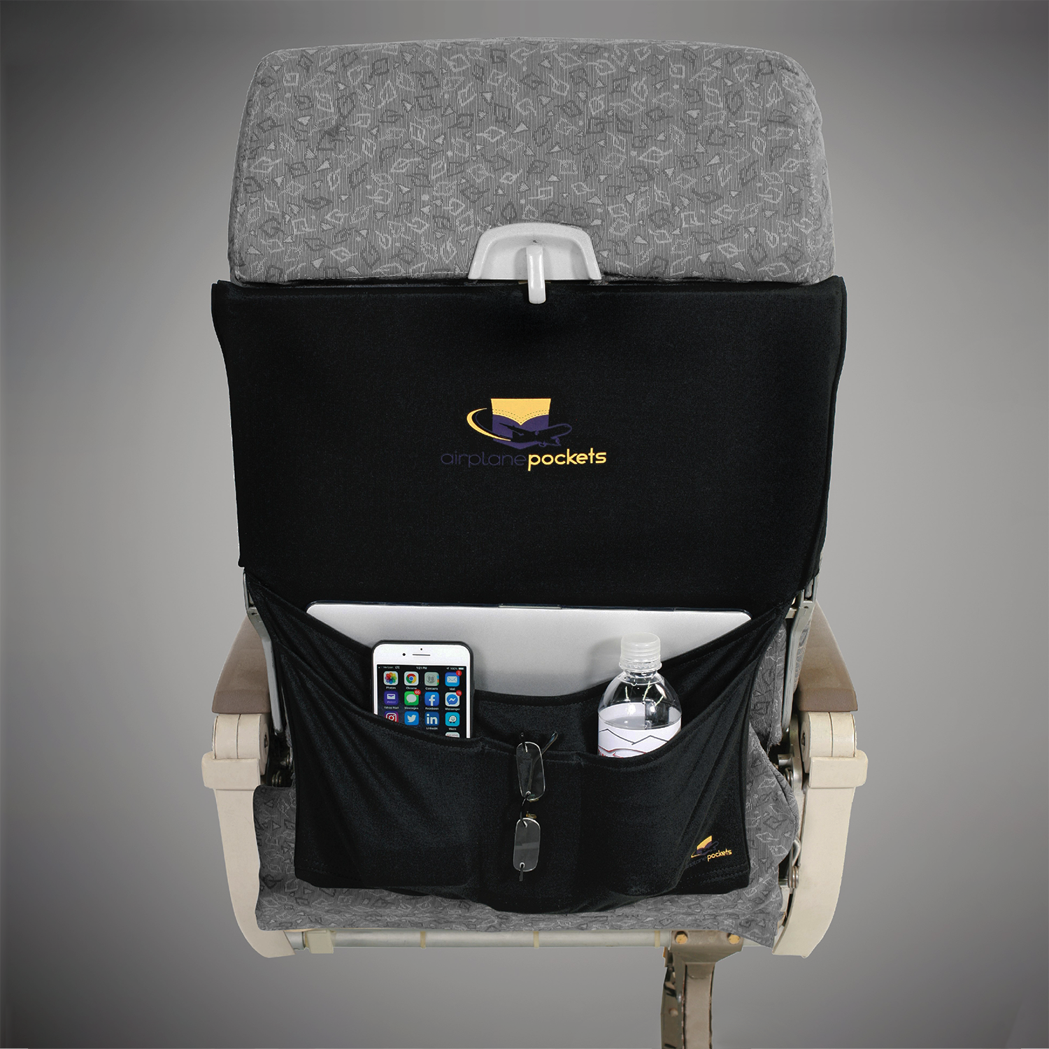 Airplane Pockets Sanitary Tray Table Cover With 4 Expandable Pockets