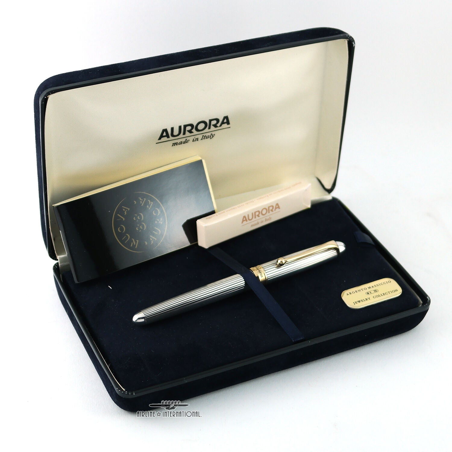 Aurora Argento Massiccio Collection Silver Fountain Pen | Airline Intl