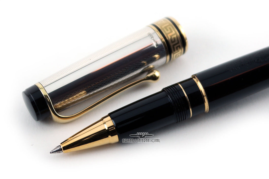 Aurora Optima Sterling Silver & Black Resin Rollerball Pen
