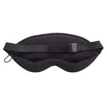 Load image into Gallery viewer, Back view of the sleep mask with the adjustable strap clasp attached. 
