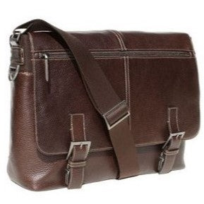 Boconi Tyler Tumbled Leather Expandable Messenger Bag