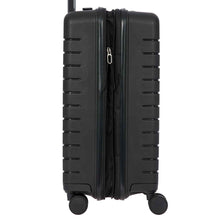 Load image into Gallery viewer, Side view of the black hard shell suitcase. The expandable feature is zipped open.
