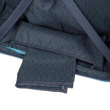 Load image into Gallery viewer, Inside view of the back panel&#39;s bottom. There is a small bag which holds another bag used to store a pair of shoes or laundry.
