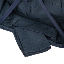 Load image into Gallery viewer, Inside view of the back panel&#39;s bottom. There is a small bag which holds another bag used to store a pair of shoes or laundry.
