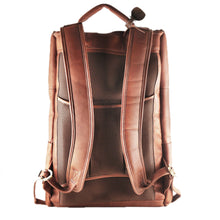 Load image into Gallery viewer, Colombian Leather Laptop Rucksack Back View
