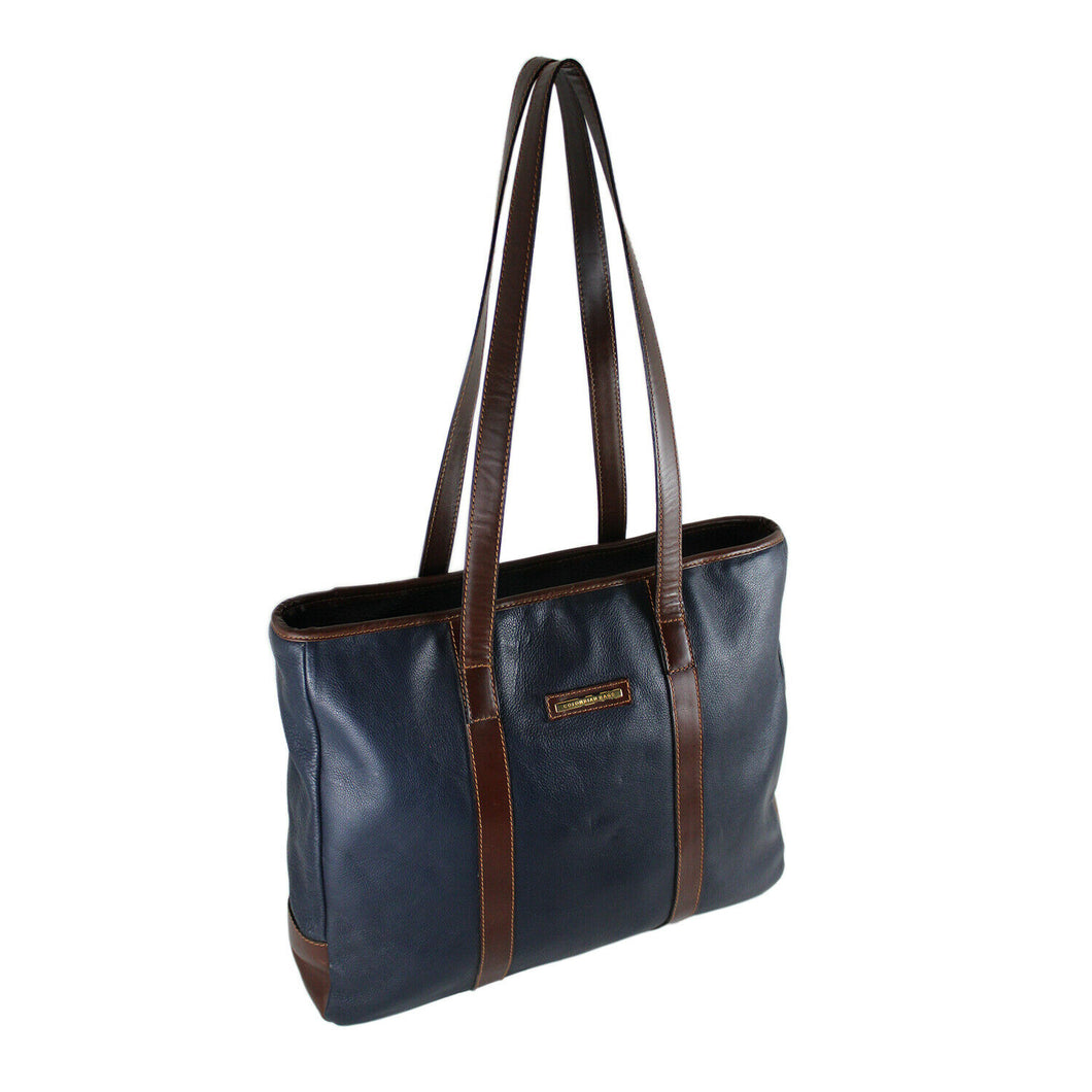 Colombian Bags Navy Leather Shopping Tote