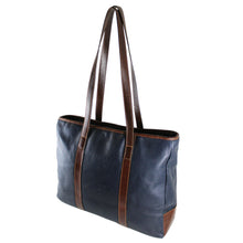 Load image into Gallery viewer, Colombian Bags Navy Leather Shopping Tote
