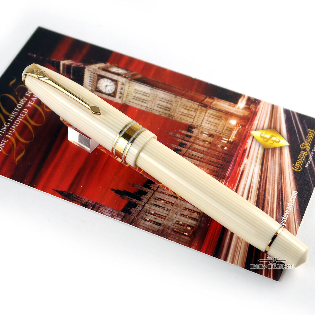 Conway Stewart 100 Series Cream Casein W/Gold Trim Fountain Pen - Fine Nib