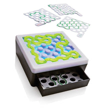 Load image into Gallery viewer, Angled view of the circuits game board with cards and pieces on a white background.
