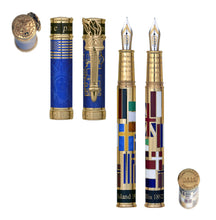 Load image into Gallery viewer, David Oscarson - Ellis Island Collection Fountain Pen in Gold Vermeil Blue

