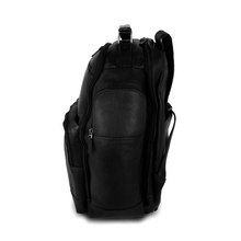 Load image into Gallery viewer, DayTrekr Deluxe Backpack in Black Leather Side View
