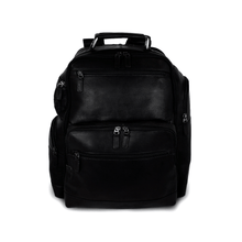 Load image into Gallery viewer, DayTrekr Deluxe Backpack in Black Leather Front VIew
