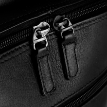 Load image into Gallery viewer, DayTrekr Deluxe Backpack in Black Leather Zipper Close up
