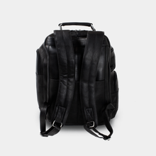 Load image into Gallery viewer, DayTrekr Deluxe Backpack in Black Leather Back 
