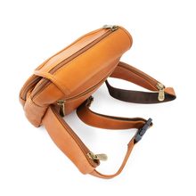 Load image into Gallery viewer, DayTrekr Leather Hip Pack in Tan Angled View

