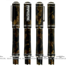 Load image into Gallery viewer, Front, back, and side views of the fountain pen with the cap on. 
