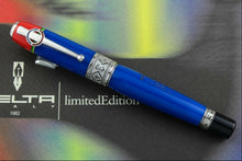 Load image into Gallery viewer, Front view of the fountain pen with the cap on. Set on top of the outer box.
