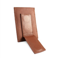 Angled back panel view, featuring the magnetic money clip detached. 