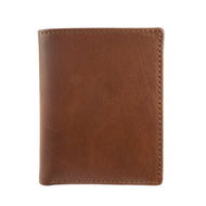 Front view of the tan leather wallet