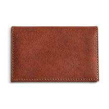 Load image into Gallery viewer, Front view of the tan leather card case. 
