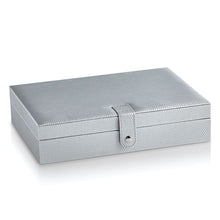 Load image into Gallery viewer, A gray textured earring case, closed. 
