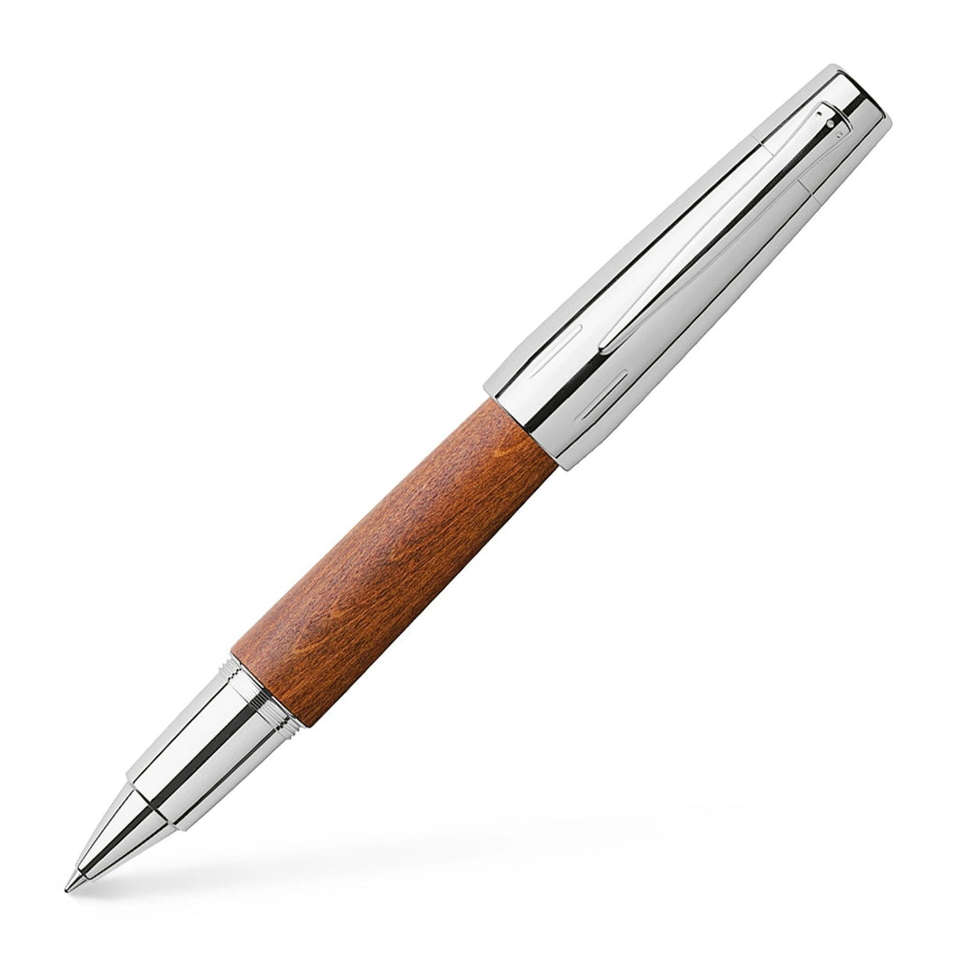 Faber-Castell E-Motion Rollerball Pen in Wood and Chrome