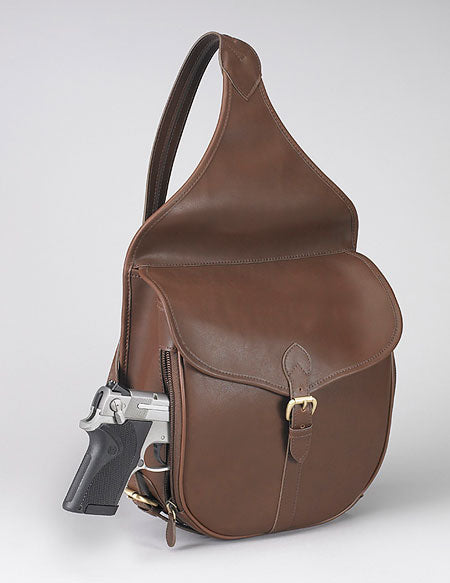 GTM Concealed Carry Leather Shoulder Saddlebag Mocha Brown