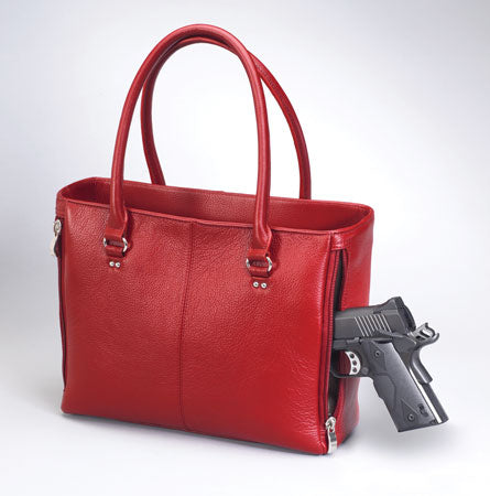 GTM Leather Concealed Carry Traditional Open Top Tote