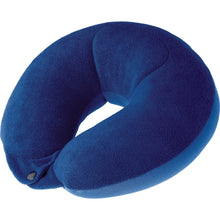 Load image into Gallery viewer, A blue travel neck pillow with a smooth, soft surface, designed to clip together for neck support.
