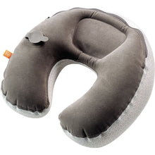 Load image into Gallery viewer, Bottom view of the travel pillow, filled with air. 
