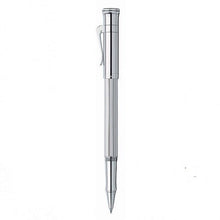 Load image into Gallery viewer, Side view of the Sterling Silver rollerball pen with the cap posted.
