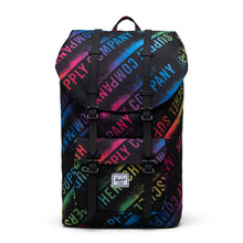 Load image into Gallery viewer, Front panel view of the Stencil Roll call backpack. 

