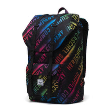 Load image into Gallery viewer, Angled front view of the stencil roll call backpack.
