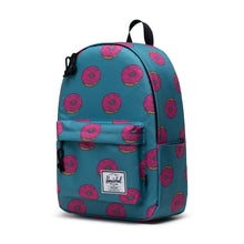 Load image into Gallery viewer, Herschel Supply Classic Backpack XL - Homer Simpson - Blue Backpack with Donut Patern - Angled
