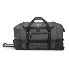 Load image into Gallery viewer, Side view of the black duffle bag. 
