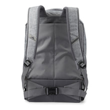 Load image into Gallery viewer, Back panel view of the silver backpack.
