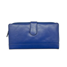 Load image into Gallery viewer, Front view of the cobalt blue RFID wallet.
