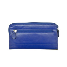 Load image into Gallery viewer, Back view of the cobalt blue leather wallet.
