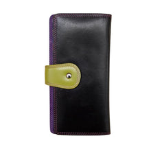 Load image into Gallery viewer, iLi New York Large Multi-colored RFID blocking Wallet - Black Bright
