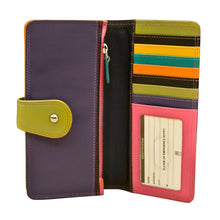 Load image into Gallery viewer, iLi New York Large Multi-colored RFID blocking Wallet - Black Bright
